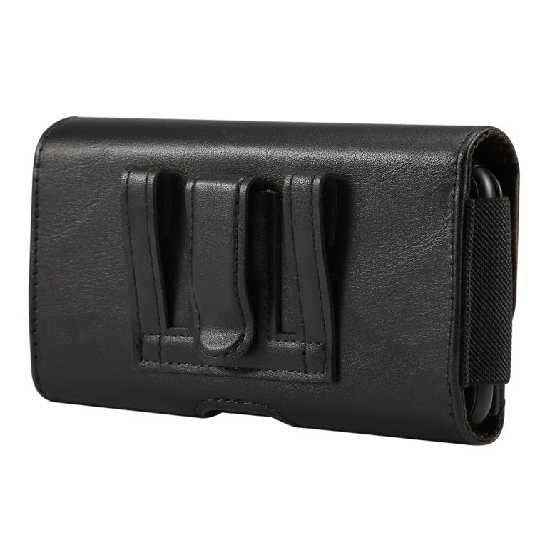 Lambskin Elastic Band Men 4.8 Inch Mobile Phone Universal Hanging Waist Leather Case with Card Slot