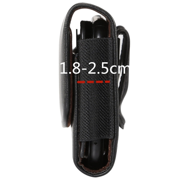 Lambskin Elastic Band Men 4.8 Inch Mobile Phone Universal Hanging Waist Leather Case with Card Slot