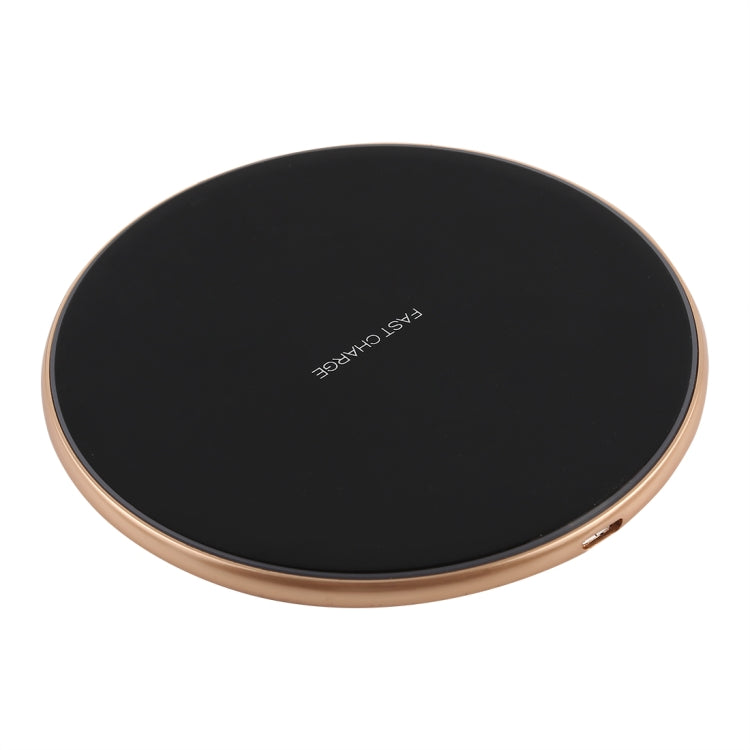 A-1 Round Shape Intelligent Qi Standard Wireless Charger, Support Fast Charging(Black+Gold), A-1