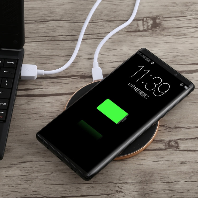 A-1 Round Shape Intelligent Qi Standard Wireless Charger, Support Fast Charging(Black+Gold), A-1
