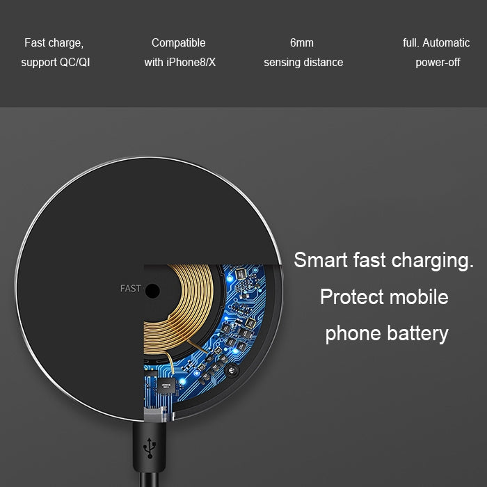 GY-68 Ultra-Thin Aluminum Alloy Wireless Fast Charging Qi Charger Pad
