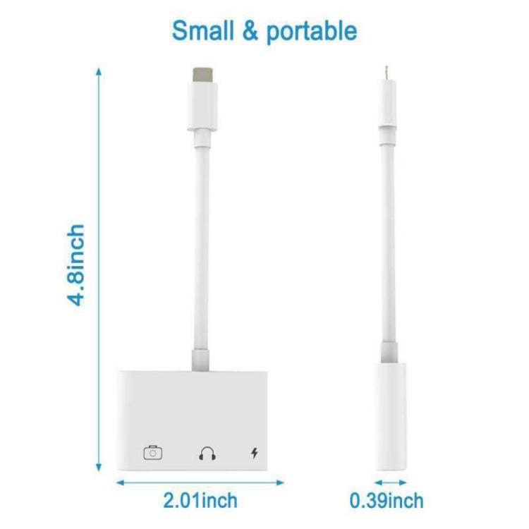 Adaptateur multifonction 3 en 1 8 broches + 3,5 mm + USB 3.0 OTG vers 8 broches mâle pour charge rapide, musique, audio et lecture de cartes