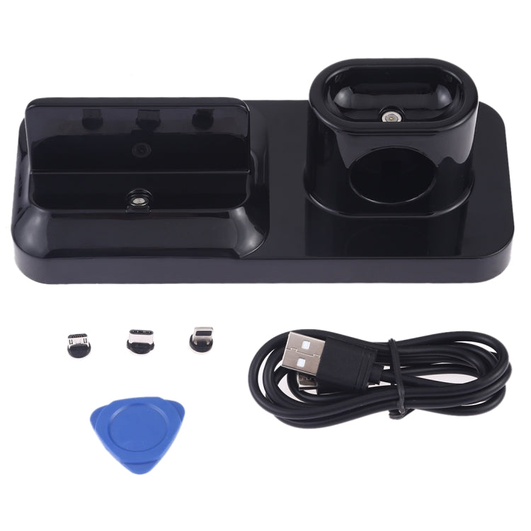 Wireless Rechargeable Base Charging Station Holder for Mobile Phone & Headset, with Micro USB + USB-C / Type-C + 8 Pin Interface