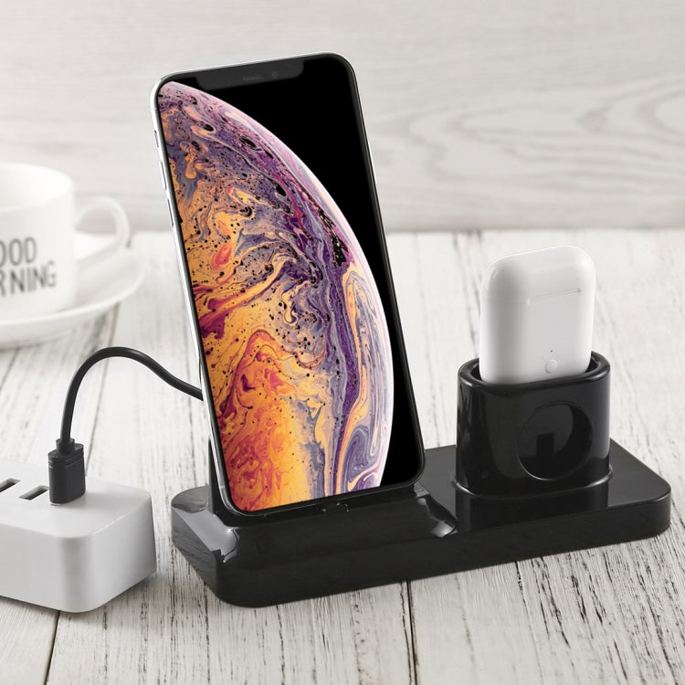 Wireless Rechargeable Base Charging Station Holder for Mobile Phone & Headset, with Micro USB + USB-C / Type-C + 8 Pin Interface