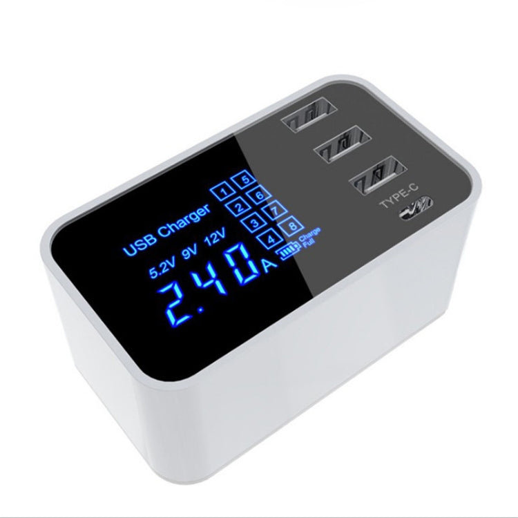 CDA30 20W 3 USB Ports + USB-C / Type-C Ports Multi-function Charger with LED Display, EU Plug, EU Plug