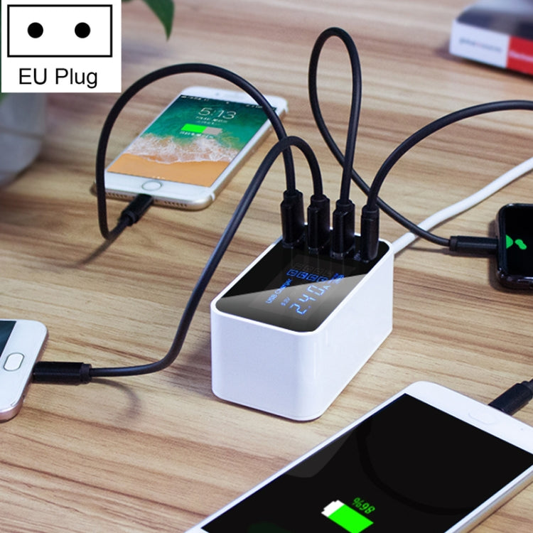 CDA30 20W 3 USB Ports + USB-C / Type-C Ports Multi-function Charger with LED Display, EU Plug, EU Plug