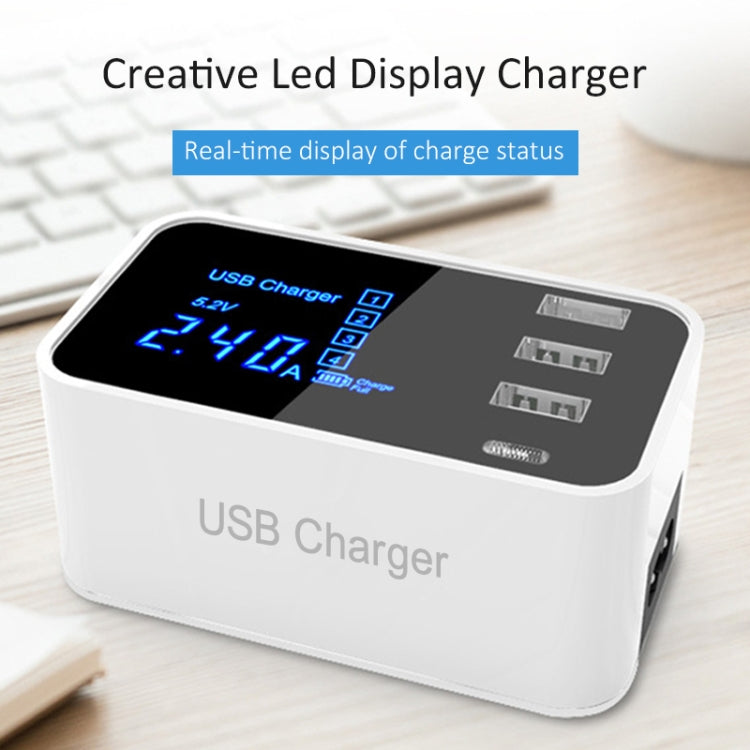 CDA30 20W 3 USB Ports + USB-C / Type-C Ports Multi-function Charger with LED Display, EU Plug, EU Plug