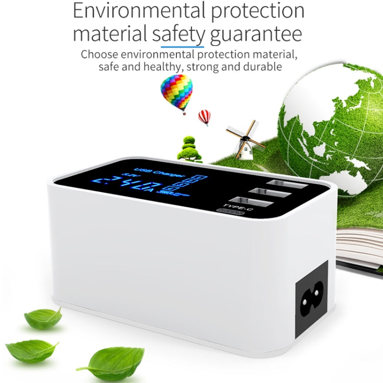 CDA30 20W 3 USB Ports + USB-C / Type-C Ports Multi-function Charger with LED Display, EU Plug, EU Plug