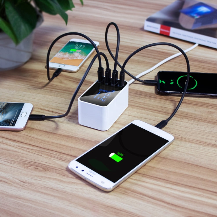Chargeur multifonction CDA30 20 W 3 ports USB + ports USB-C / Type-C avec écran LED, prise britannique