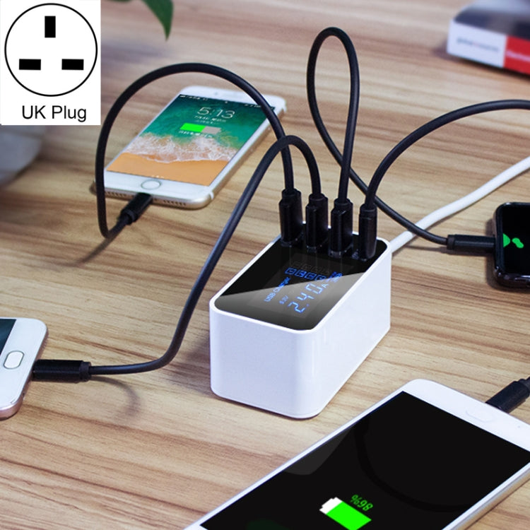 Chargeur multifonction CDA30 20 W 3 ports USB + ports USB-C / Type-C avec écran LED, prise britannique