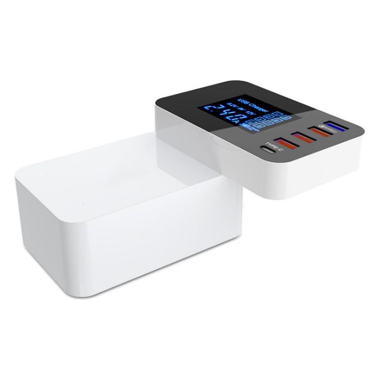 Chargeur multifonction CDA33Q 40 W QC 3.0 USB + 3 ports USB + ports USB-C / Type-C avec écran LED, prise US, prise US