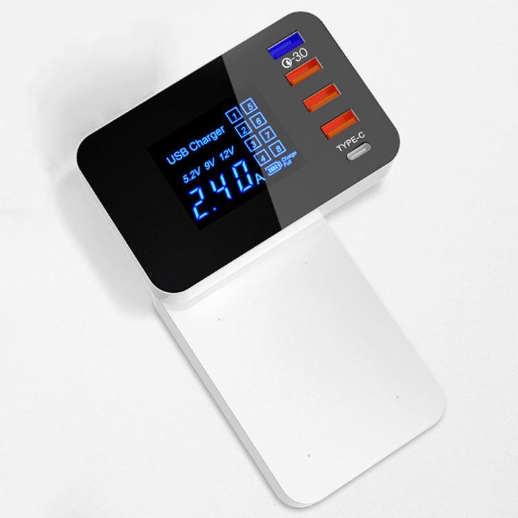 Chargeur multifonction CDA33Q 40 W QC 3.0 USB + 3 ports USB + ports USB-C / Type-C avec écran LED, prise US, prise US
