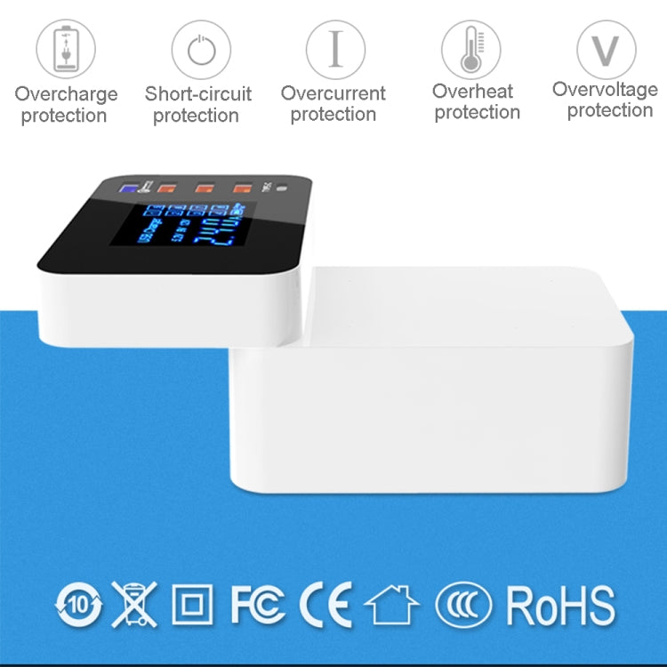 Chargeur multifonction CDA33Q 40 W QC 3.0 USB + 3 ports USB + ports USB-C / Type-C avec écran LED, prise US, prise US