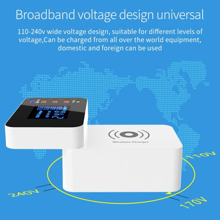 Chargeur multifonction CDA33Q 40 W QC 3.0 USB + 3 ports USB + ports USB-C / Type-C avec écran LED, prise US, prise US