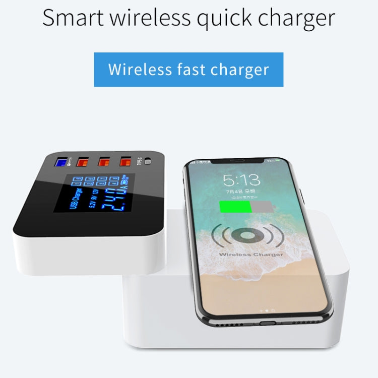 Chargeur multifonction pliable sans fil CDA33QW 40 W QC 3.0, 3 ports USB, USB-C/Type-C, affichage LED, prise US