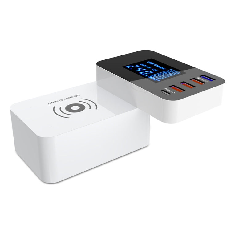 Chargeur multifonction pliable sans fil CDA33QW 40 W QC 3.0, 3 ports USB, USB-C/Type-C, affichage LED, prise US