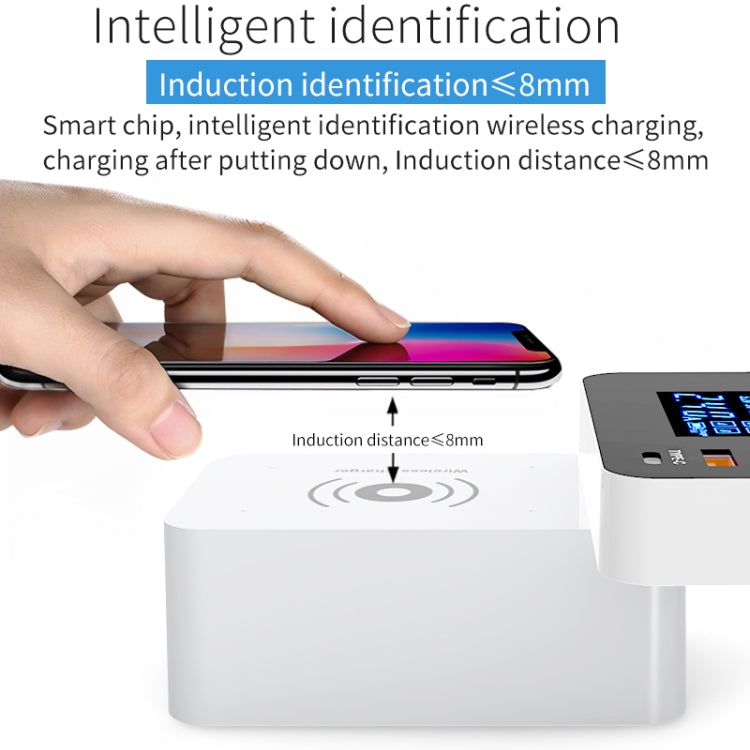 Chargeur multifonction pliable sans fil CDA33QW 40 W QC 3.0, 3 ports USB, USB-C/Type-C, affichage LED, prise US