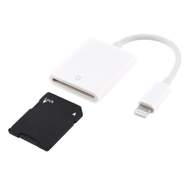 Adaptateur NK105 8 broches vers lecteur de carte SD, compatible avec iOS 9.1 et versions ultérieures.