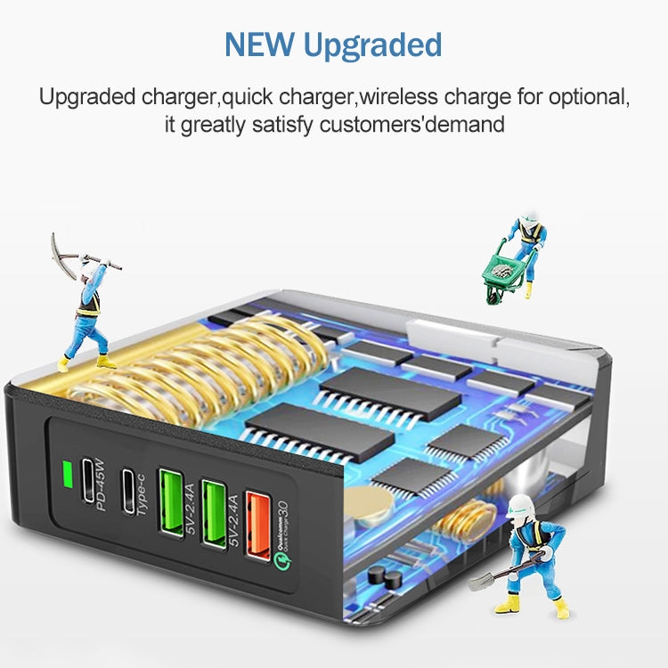 Chargeur de bureau QC3.0 F88 3 ports USB + 2 ports USB-C / Type-C, F88