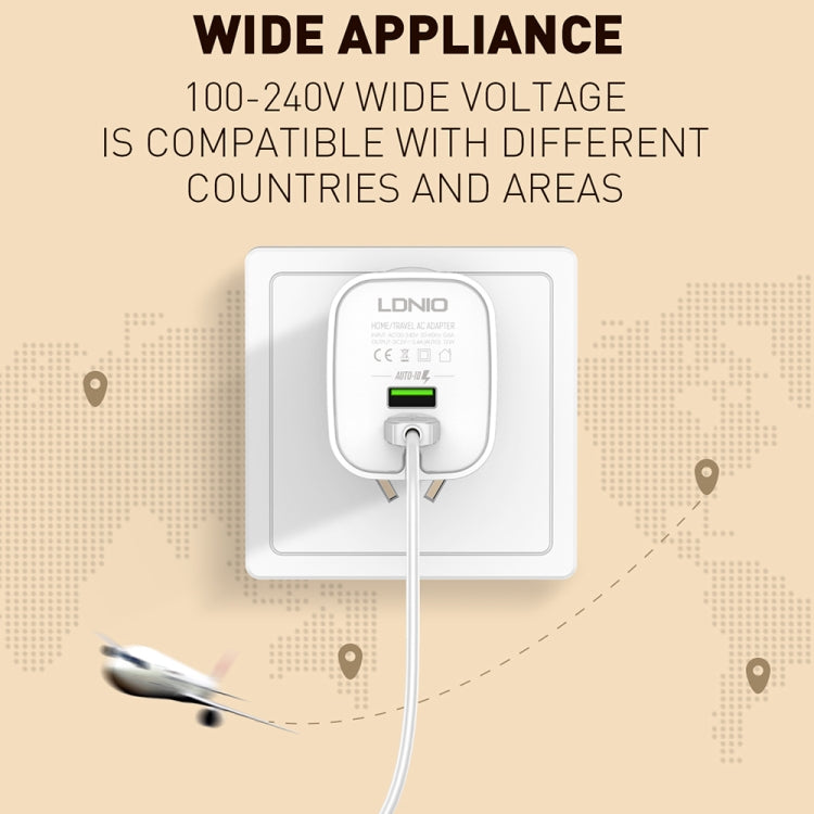 LDNIO A201 2.4A Dual USB Charging Head Travel Direct Charge Mobile Phone Adapter Charger With 8 Pin Data Cable, 8 Pin