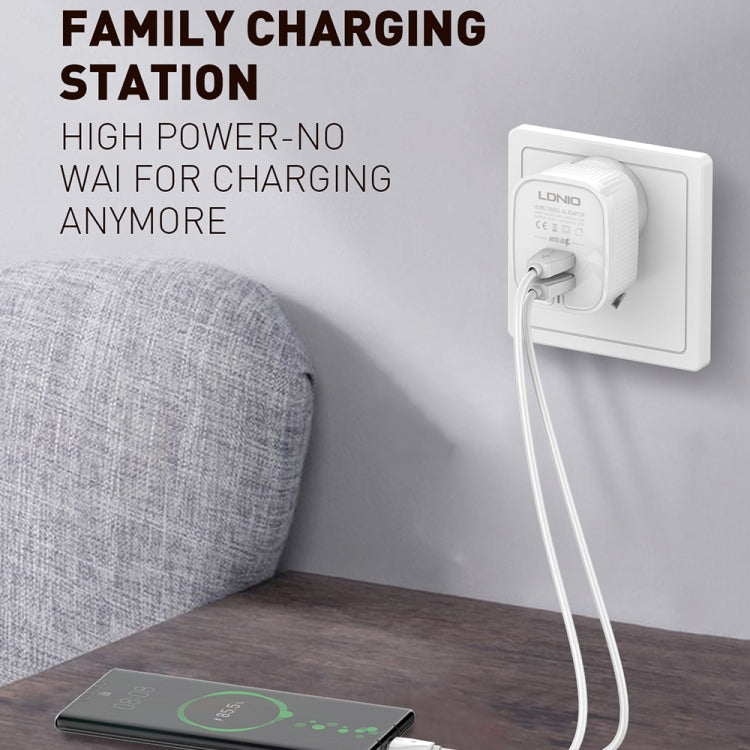 LDNIO A201 2.4A Dual USB Charging Head Travel Direct Charge Mobile Phone Adapter Charger With 8 Pin Data Cable, 8 Pin