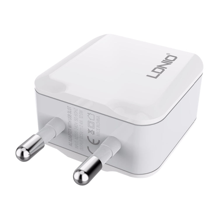 LDNIO A2201 2.4A Dual USB Charging Head Travel Direct Charge Mobile Phone Adapter Charger With Micro Data Cable, Micro