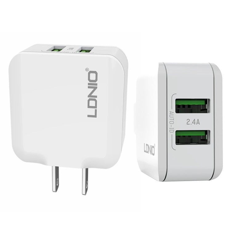 LDNIO A2201 2.4A Dual USB Charging Head Travel Direct Charge Mobile Phone Adapter Charger With Micro Data Cable, Micro