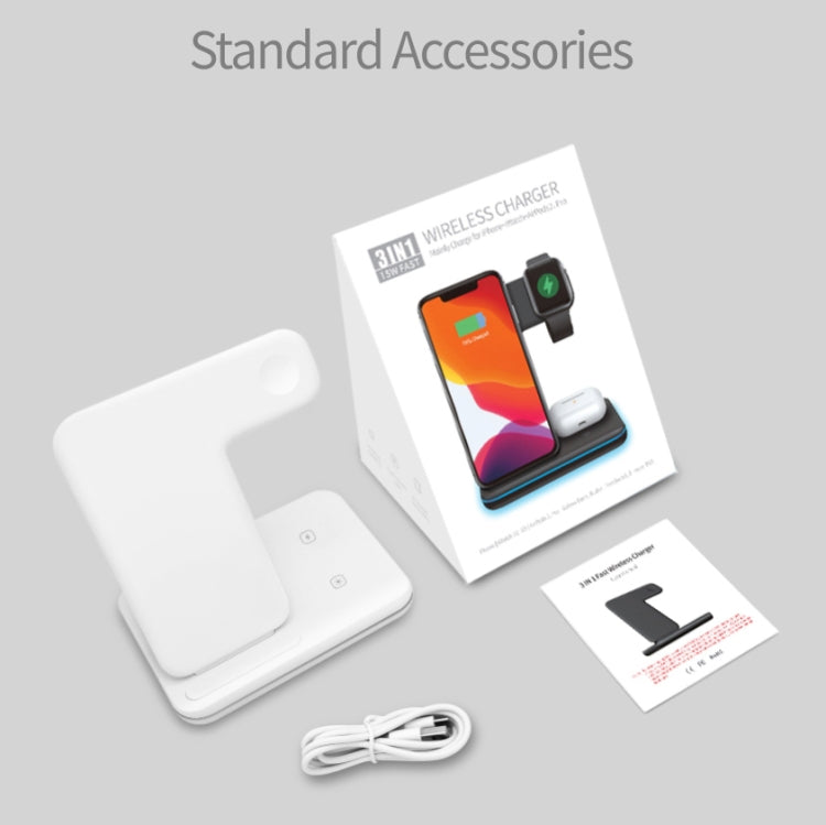 Chargeur sans fil magnétique vertical QI Z5A pour téléphones portables, montres Apple et AirPods, Samsung Galaxy Buds et Huawei Free Buds, avec anneau lumineux tactile, Z5A