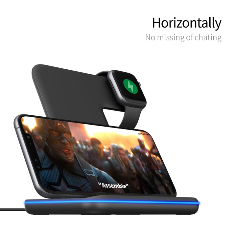 Chargeur sans fil magnétique vertical QI Z5A pour téléphones portables, montres Apple et AirPods, Samsung Galaxy Buds et Huawei Free Buds, avec anneau lumineux tactile, Z5A