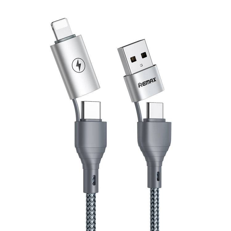 REMAX RC-011 1.2m 2.4A 4-in-1 USB to USB-C / Type-Cx2 + 8 Pin Fast Charging Data Cable