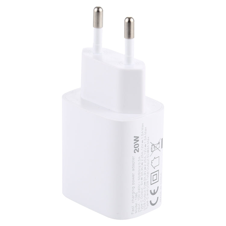 T085 20W USB + Type-C Fast Charging Travel Power Adapter, EU Plug, IP8G0711EU, IP8G0711US