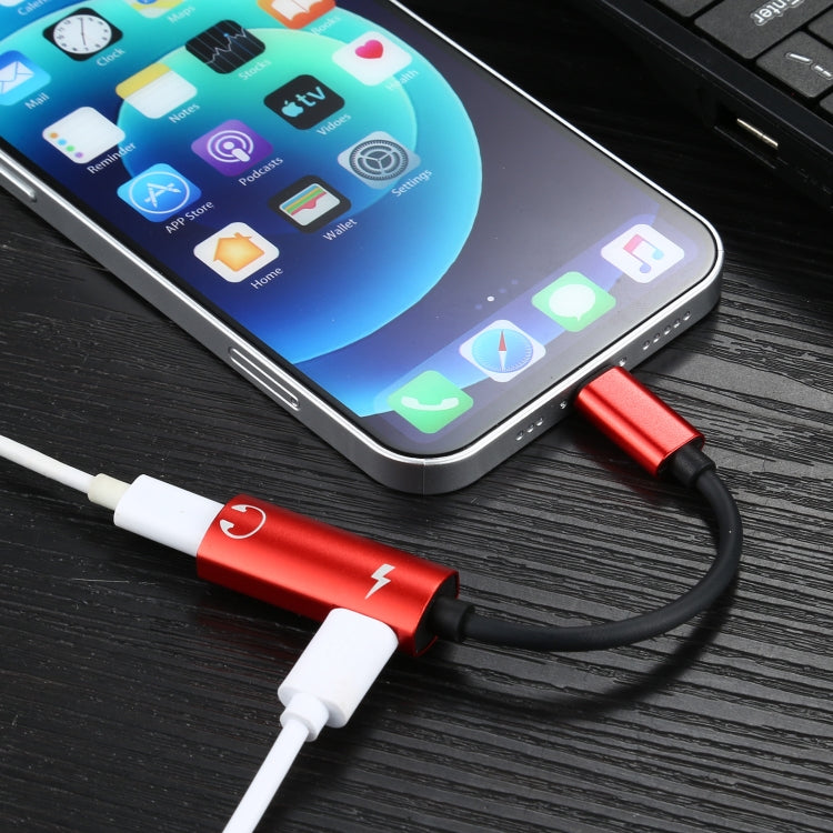 2 in 1 8 Pin Male to Dual 8 Pin Female Charging and Listening to Music Audio Earphone Adapter, Compatible with All IOS Systems