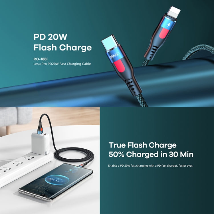 REMAX RC-188i Lesu Pro 1m PD20W Type-C to 8 Pin Aluminum Alloy Braid Fast Charging Data Cable, Type-C to 8 Pin