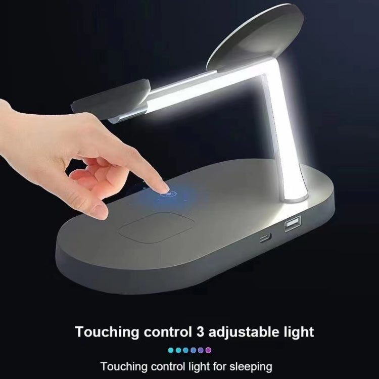 Chargeur sans fil magnétique multifonction 5 en 1 T268 15 W pour iPhone 12, Apple Watch et AirPods 1/2/Pro, avec éclairage LED