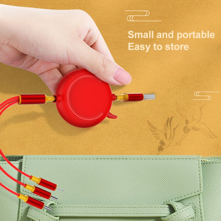 K042 1.2m 3A 3 in 1 USB to 8 Pin + USB-C / Type-C + Micro USB Bull Head Retractable Data Cable