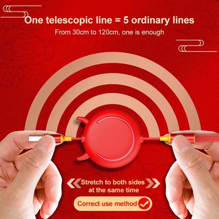 K042 1.2m 3A 3 in 1 USB to 8 Pin + USB-C / Type-C + Micro USB Bull Head Retractable Data Cable