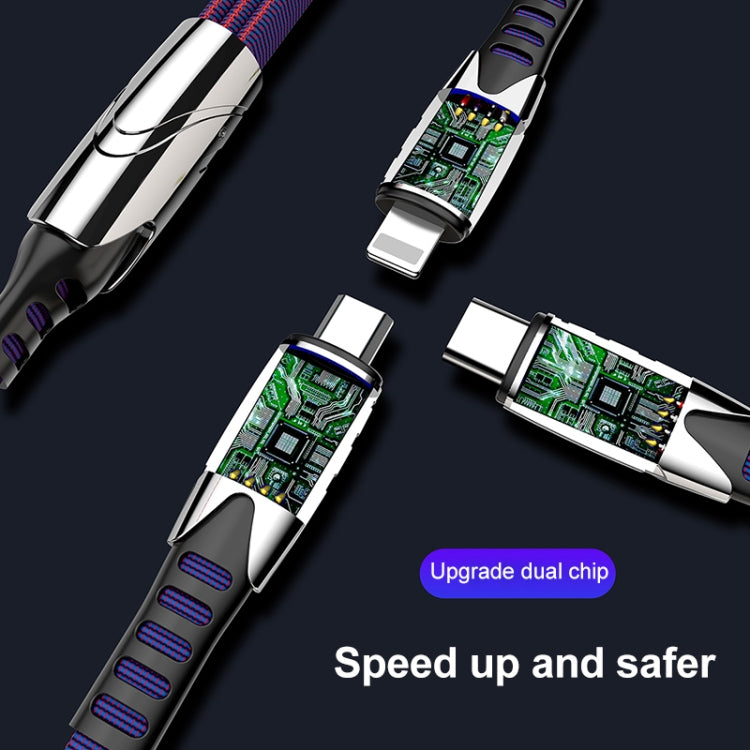 K051 1.2m 3 in 1 USB to 8 Pin + USB-C / Type-C + Micro USB Shark Fabric Data Cable