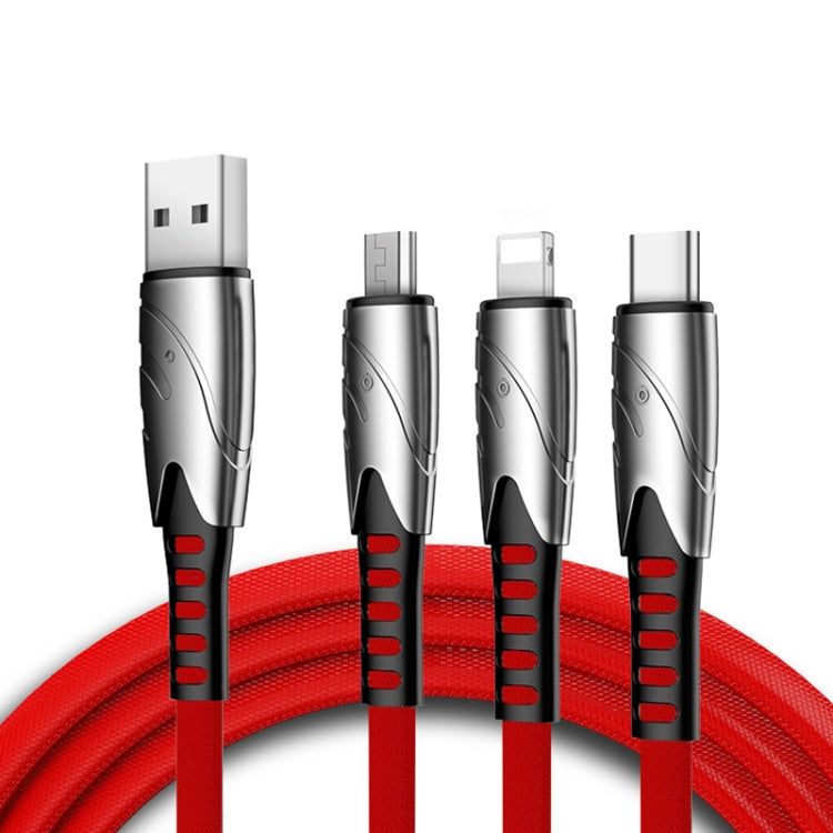 K051 1.2m 3 in 1 USB to 8 Pin + USB-C / Type-C + Micro USB Shark Fabric Data Cable