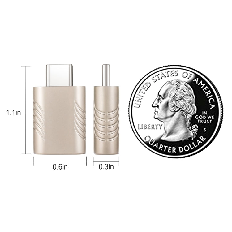 Adaptateur USB-C/Type-C mâle vers USB 3.0 femelle en alliage de zinc, 2 pièces SBT-148, couleur champagne doré, gris cosmique, argent spatial
