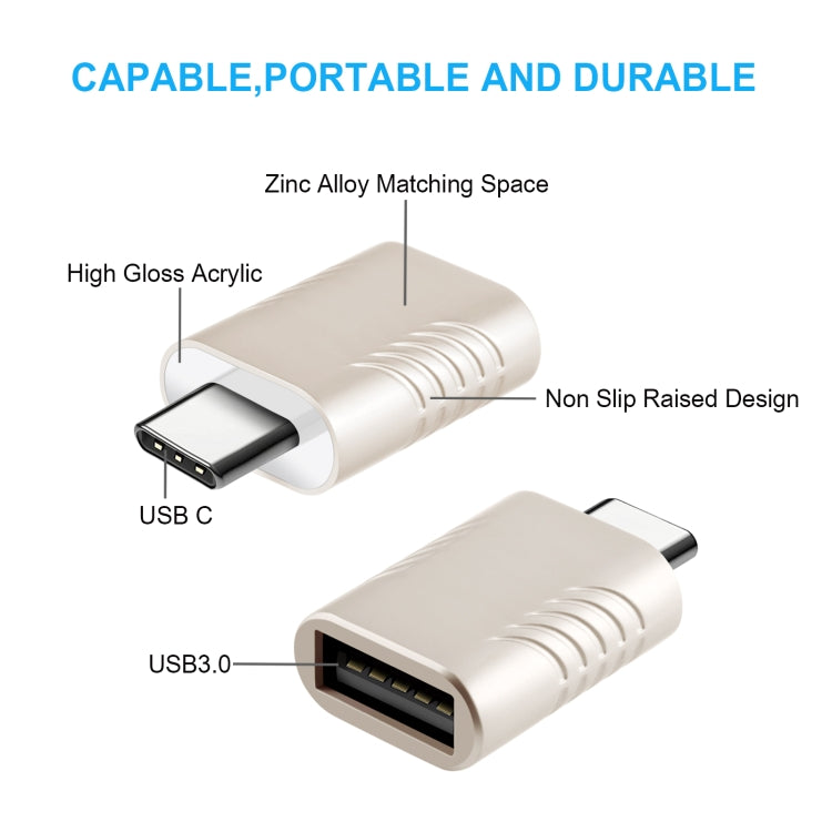 Adaptateur USB-C/Type-C mâle vers USB 3.0 femelle en alliage de zinc, 2 pièces SBT-148, couleur champagne doré, gris cosmique, argent spatial