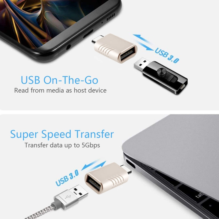 Adaptateur USB-C/Type-C mâle vers USB 3.0 femelle en alliage de zinc, 2 pièces SBT-148, couleur champagne doré, gris cosmique, argent spatial