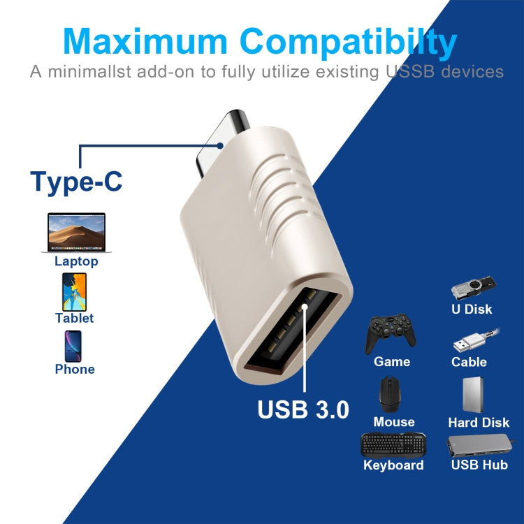 Adaptateur USB-C/Type-C mâle vers USB 3.0 femelle en alliage de zinc, 2 pièces SBT-148, couleur champagne doré, gris cosmique, argent spatial