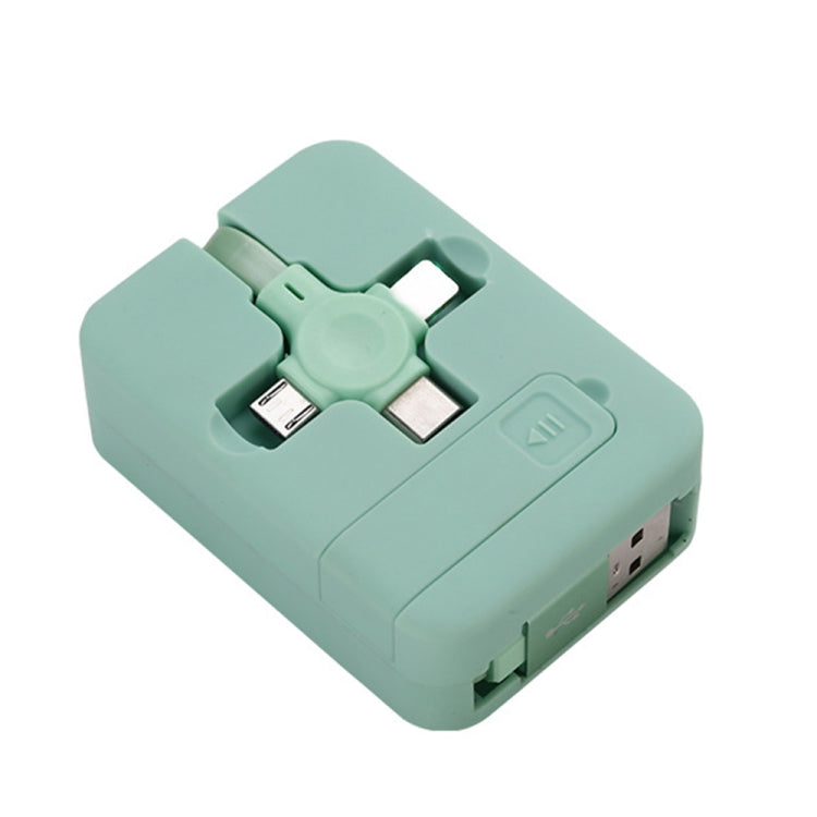 Câble de données télescopique Macaron 3 en 1 USB vers 8 broches + Micro USB + USB-C / Type-C avec emplacement de rangement et support, longueur du câble : 1 m, avec emplacement de rangement et support