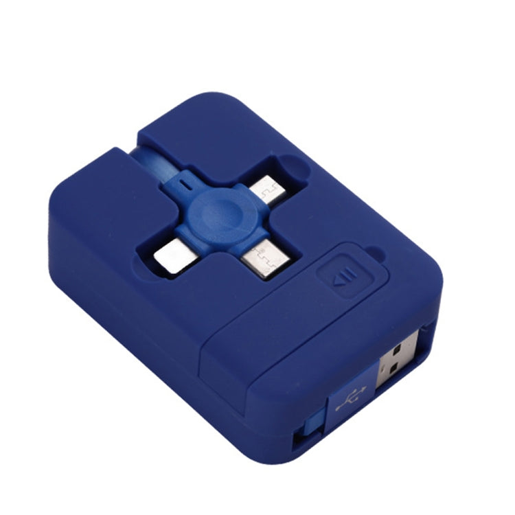 019-1 3 in 1 USB to 8 Pin + Micro USB + USB-C / Type-C Macaron Telescopic Data Cable with Storage Slot & Bracket, Cable Length: 1m, with Storage Slot & Bracket