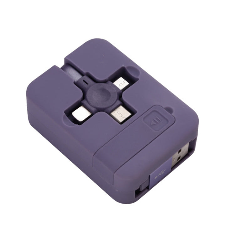 Câble de données télescopique Macaron 3 en 1 USB vers 8 broches + Micro USB + USB-C / Type-C avec emplacement de rangement et support, longueur du câble : 1 m, avec emplacement de rangement et support