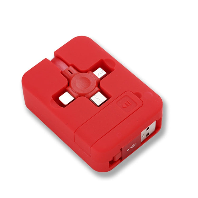 Câble de données télescopique Macaron 3 en 1 USB vers 8 broches + Micro USB + USB-C / Type-C avec emplacement de rangement et support, longueur du câble : 1 m, avec emplacement de rangement et support