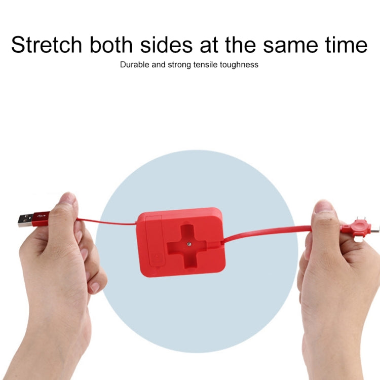 019-1 3 in 1 USB to 8 Pin + Micro USB + USB-C / Type-C Macaron Telescopic Data Cable with Storage Slot & Bracket, Cable Length: 1m, with Storage Slot & Bracket