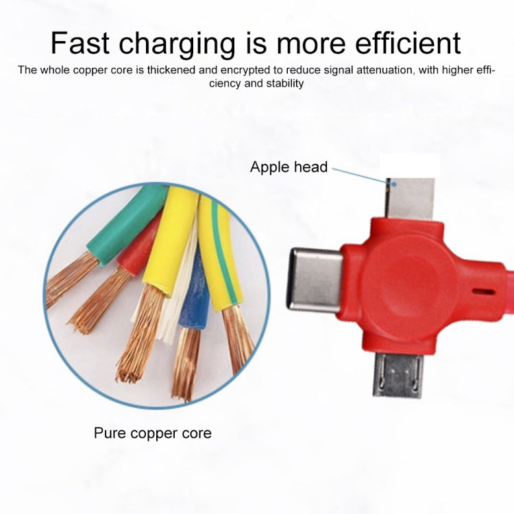 Câble de données télescopique Macaron 3 en 1 USB vers 8 broches + Micro USB + USB-C / Type-C avec emplacement de rangement et support, longueur du câble : 1 m, avec emplacement de rangement et support