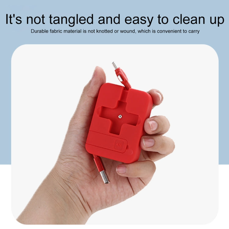 019-1 3 in 1 USB to 8 Pin + Micro USB + USB-C / Type-C Macaron Telescopic Data Cable with Storage Slot & Bracket, Cable Length: 1m, with Storage Slot & Bracket