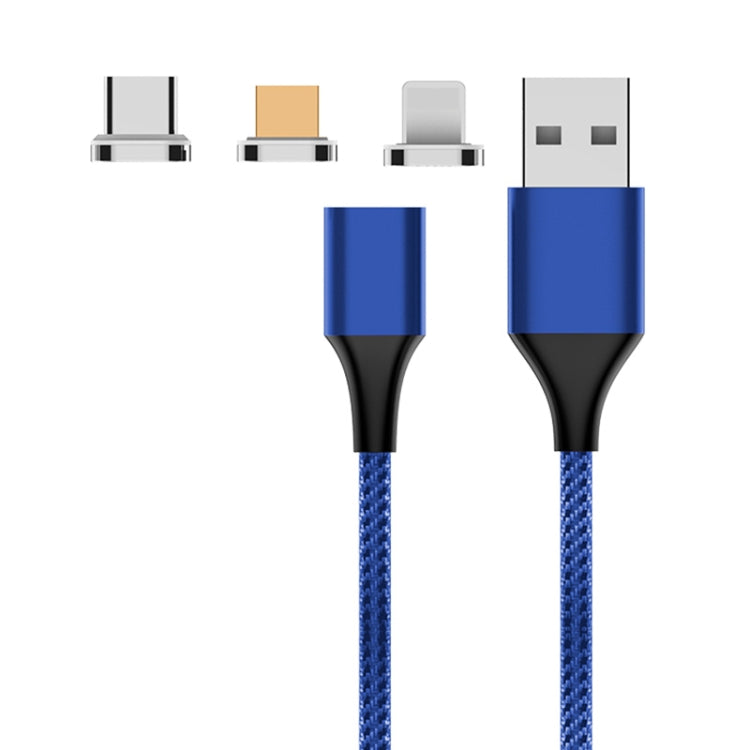 M11 3 in 1 5A USB to 8 Pin + Micro USB + USB-C / Type-C Nylon Braided Magnetic Data Cable, Cable Length: 1m, 8 Pin + Micro USB + USB-C / Type-C